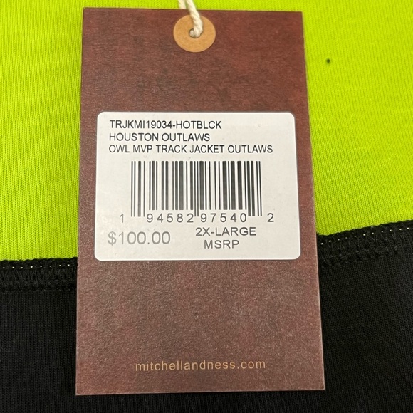 Mitchell & Ness Houston Outlaws Black and Neon Green Track Jacket XXL - Picture 6 of 12